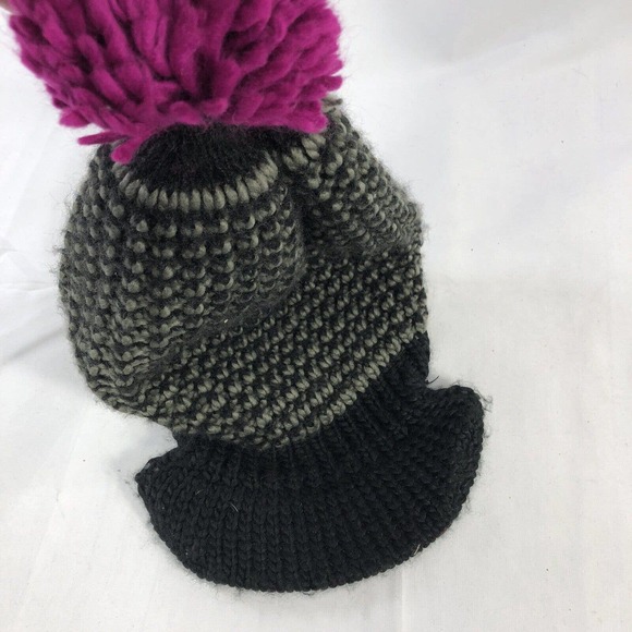 BKE BEANIE HAT CAP POM ACRYLIC GRAY PINK BEIGE ONE SIZE FITS MOST OSFM CAP - Picture 13 of 13